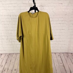 COS Long T-Shirt Short Sleeve Dress Yellow-Green Chartreuse Color Size Large